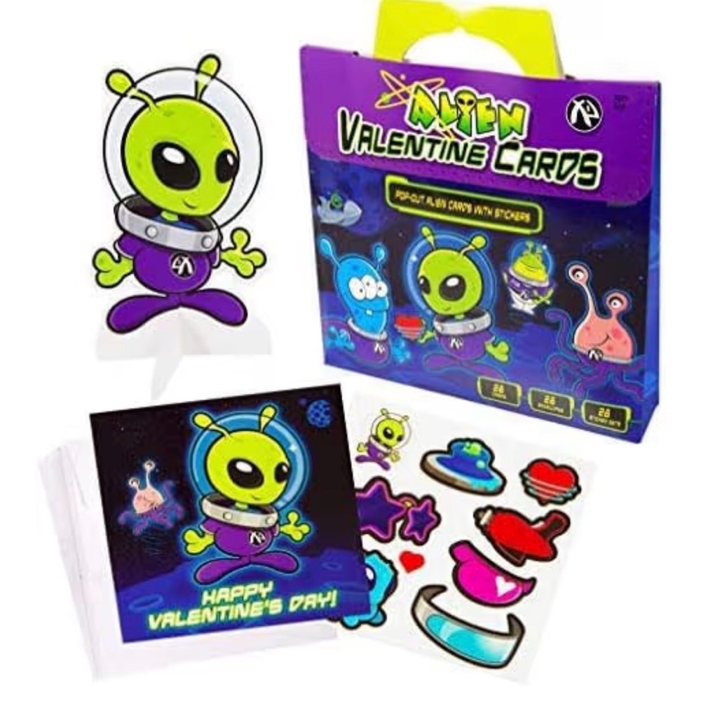 28 Pack Alien Pop Out Bulk Funny Valentines Day Cards